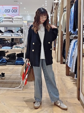 「GLOBAL WORK（グローバルワーク）のGOODデニムバギーパンツ/498388（デニムパンツ）」を使った、K・Nさん（レディース・161cm・40代）の秋コーディネート