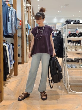 「アイテム（バックパック/リュック）」を使った、K・Nさん（レディース・161cm・40代）の夏コーディネート