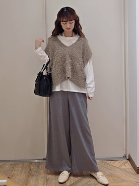 「アイテム（ベスト）」を使った、K・Nさん（レディース・161cm・30代）の秋コーディネート