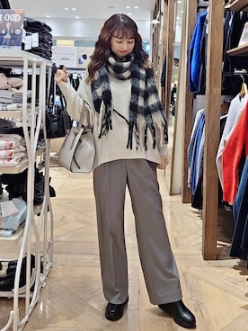 「GLOBAL WORK（グローバルワーク）のふわふわHugmeドルマンプルオーバー/595406（ニット/セーター）」を使った、K・Nさん（レディース・161cm）の冬コーディネート