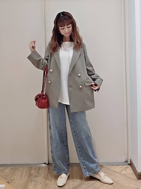 「GLOBAL WORK（グローバルワーク）のアイテム（テーラードジャケット）」を使った、K・Nさん（レディース・161cm）の秋コーディネート