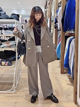 「アイテム（チェスターコート）」を使った、K・Nさん（レディース・161cm・30代）の秋コーディネート