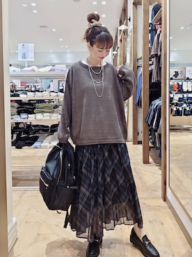 「アイテム（バックパック/リュック）」を使った、K・Nさん（レディース・161cm）の秋コーディネート