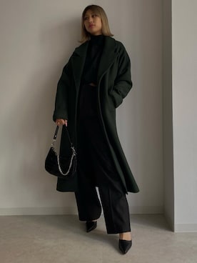 「GRL」｜「アイテム（チェスターコート）」を使った、はるちょすさん（レディース・163cm）の冬コーディネート