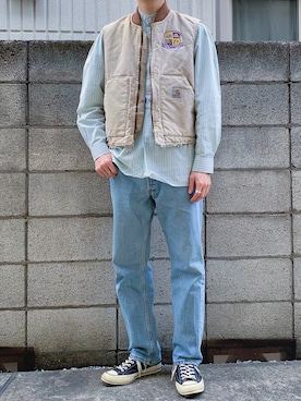 Carhartt ベージュ スエード ジップアップ ベスト カーハート シェルパ ラインド スーパー ダックス ベスト