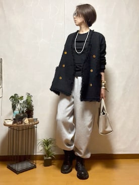 「アイテム（スウェットパンツ）」を使った、ema.さん（レディース・166cm・40代）の冬コーディネート