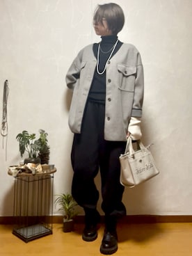 「アイテム（スウェットパンツ）」を使った、ema.さん（レディース・166cm・40代）の冬コーディネート