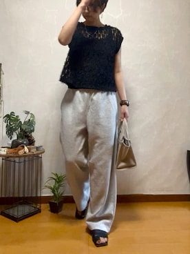「アイテム（スウェットパンツ）」を使った、ema.さん（レディース・166cm・40代）の夏コーディネート