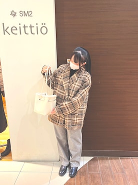 「Samansa Mos2 blue（サマンサモスモスブルー）のアイテム（その他アウター）」を使った、𝑴𝒊 🐣🎀さん（レディース・154cm）の秋コーディネート