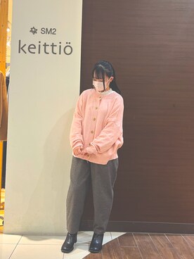 「Samansa Mos2（サマンサ モスモス）の襟刺繍シャーリング前後2WAYブラウス（シャツ/ブラウス）」を使った、𝑴𝒊 🐣🎀さん（レディース・154cm）の秋コーディネート