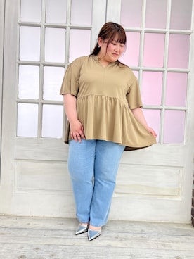 「ぺプラムトップス」｜「アイテム（ワンピース/ドレス）」を使った、KYARAKOI.actさん（レディース・149cm）の春コーディネート