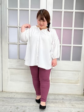 「ぽっちゃりコーデ」｜「アイテム（チュニック）」を使った、KYARAKOI.actさん（レディース・149cm）の春コーディネート