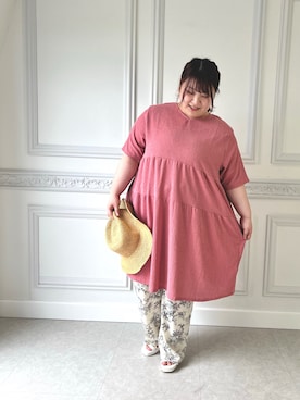 「ぽっちゃりコーデ」｜「アイテム（チュニック）」を使った、KYARAKOI.actさん（レディース・149cm）の夏コーディネート