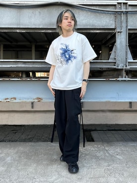 「JUNRED（ジュンレッド）のアイテム（カーゴパンツ）」を使った、ケータさん（メンズ・169cm）の夏コーディネート