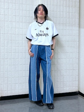 「JUNRED（ジュンレッド）のアイテム（デニムパンツ）」を使った、ケータさん（メンズ・169cm）の夏コーディネート