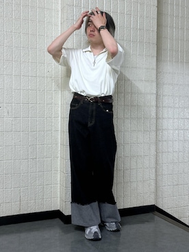 「JUNRED（ジュンレッド）のアイテム（デニムパンツ）」を使った、ケータさん（メンズ・169cm）の夏コーディネート