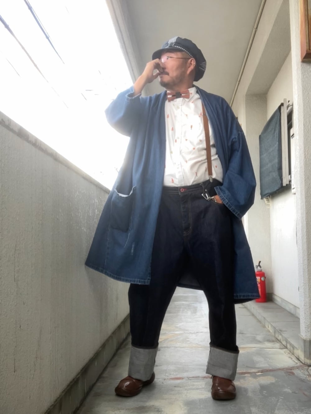 「オジカジ、デブでもオシャレ、デブでもオシャレしたい、デブですがなにか？、ジジイコーデ、オジかわ」｜「OLD NAVYのアイテム（シャツ/ブラウス、ホワイト系）」を使った、メルヘン翁さん（メンズ・178cm）の秋コーディネートの1枚目の写真