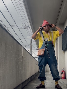 「アイテム（オールインワン・サロペット）」を使った、メルヘン翁さん（メンズ・178cm）の秋コーディネート