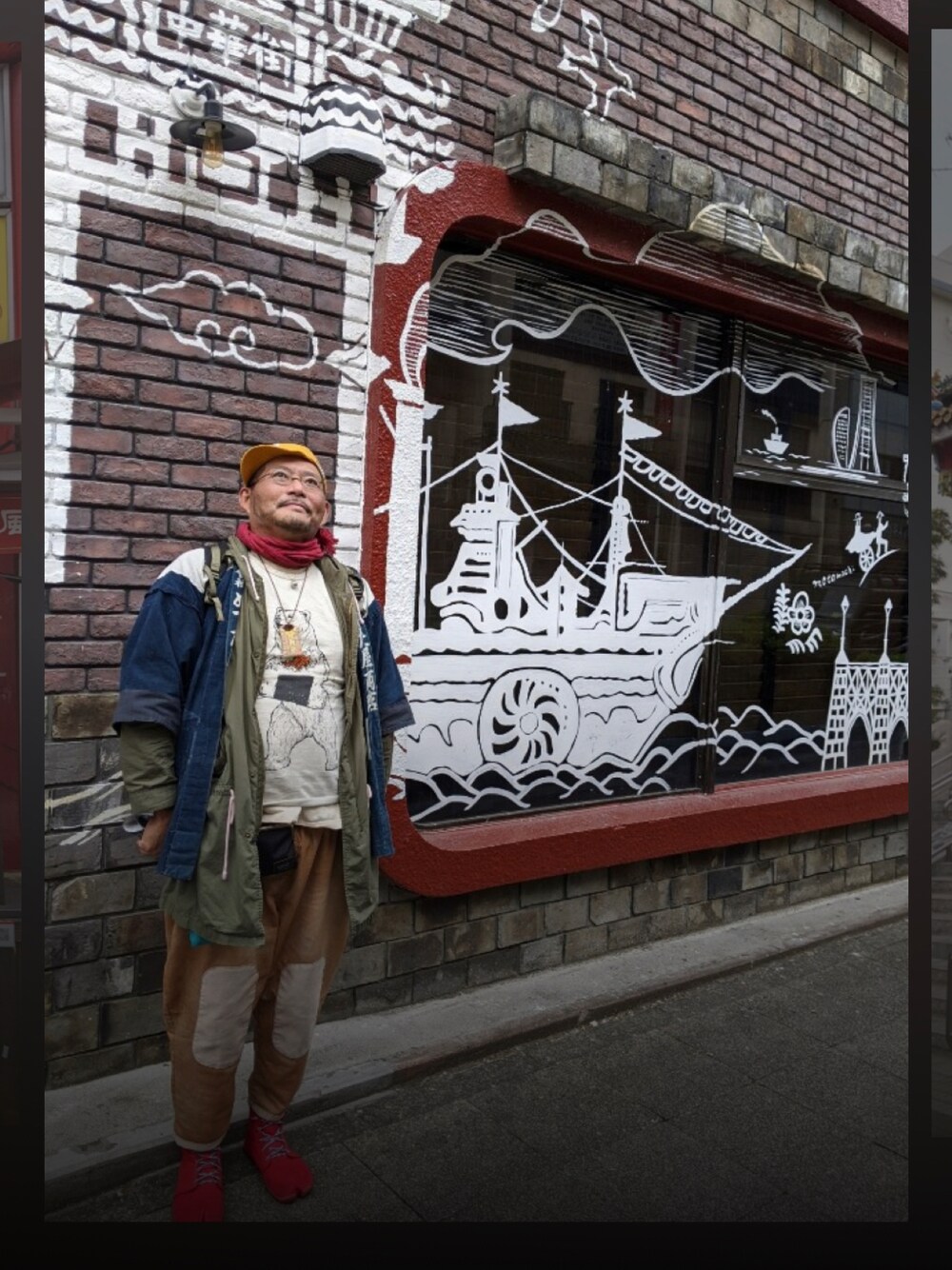 「ボロ着コーデ、オジかわ、デブでもオシャレしたい、デブですがなにか？」｜「go slow caravanのアイテム（Tシャツ/カットソー、ホワイト系）」を使った、メルヘン翁さん（メンズ・178cm）の秋コーディネートの1枚目の写真