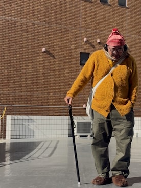 「アイテム（帽子）」を使った、メルヘン翁さん（メンズ・178cm）の冬コーディネート