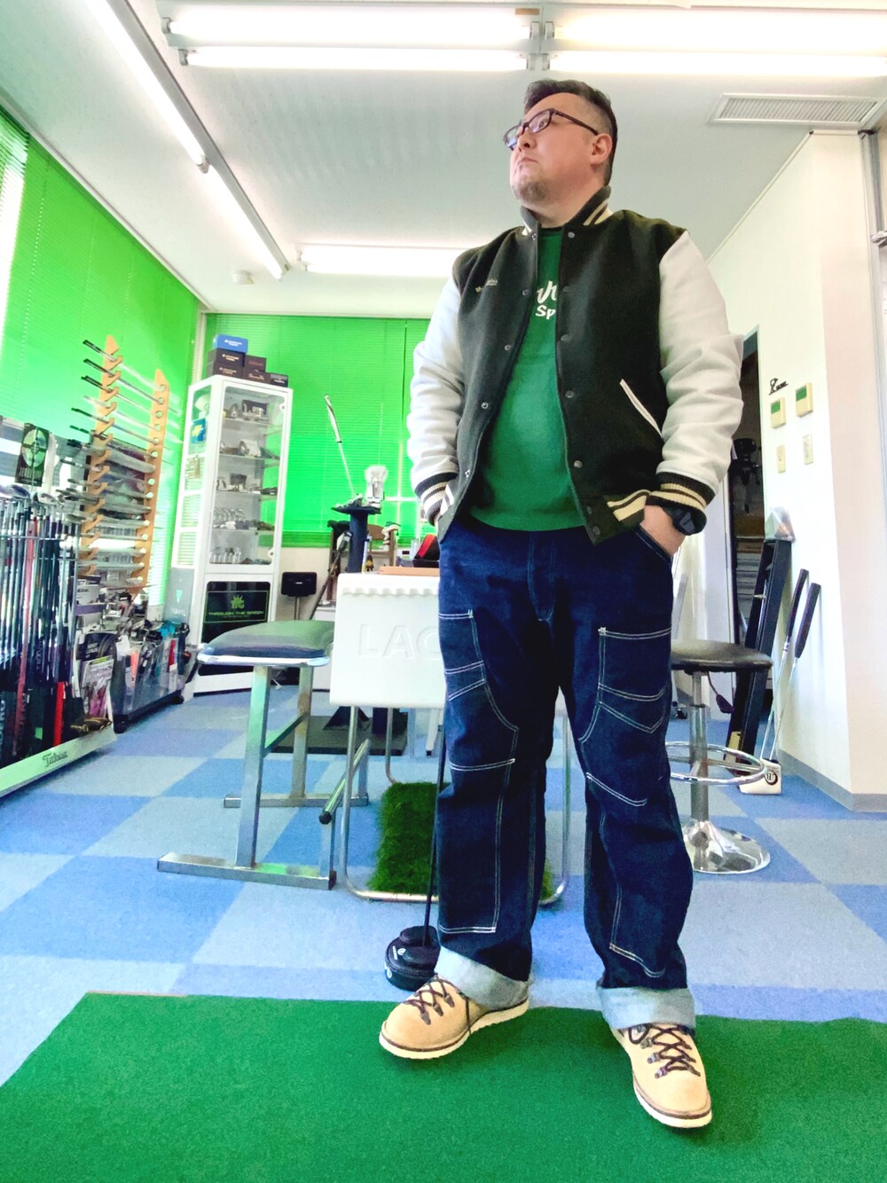Columbia スタジャン Lサイズ ネイビー/ホワイト牛革使用 値下げ交渉可 Columbia（コロンビア） Bockley Square Jacket ボックリースクエア