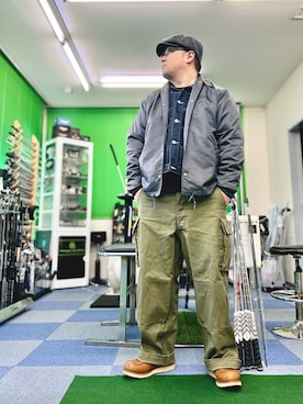 「アイテム（ハンチング/ベレー帽）」を使った、101mmgさん（メンズ・175cm）の秋コーディネート