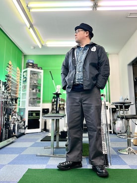 「アイテム（ハット、ブルー系）」を使った、101mmgさん（メンズ・175cm）の秋コーディネート