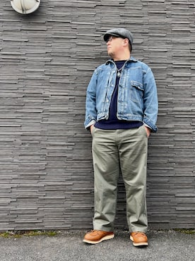 「アイテム（ハンチング/ベレー帽）」を使った、101mmgさん（メンズ・175cm）の秋コーディネート