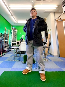 「AVIREX（アヴィレックス）のアイテム（ジャケット/アウター）」を使った、101mmgさん（メンズ・175cm）の冬コーディネート