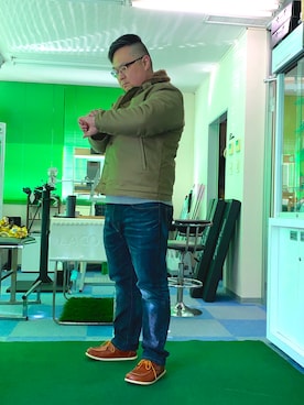 「アイテム（モカシン/デッキシューズ）」を使った、101mmgさん（メンズ・175cm）の冬コーディネート