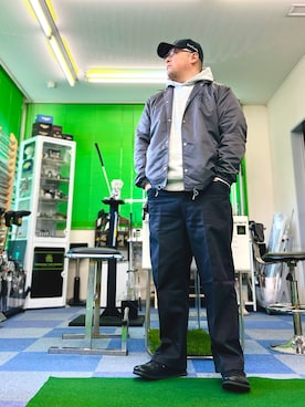 「アイテム（ナイロンジャケット）」を使った、101mmgさん（メンズ・175cm）の冬コーディネート