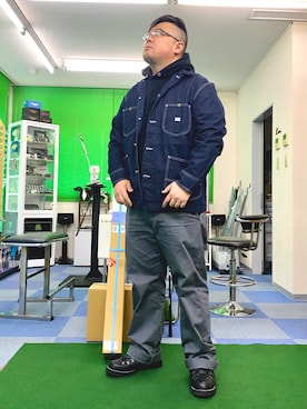 「アイテム（カバーオール）」を使った、101mmgさん（メンズ・175cm）の冬コーディネート