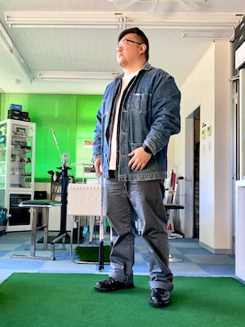 「AVIREX（アヴィレックス）のアイテム（ノーカラージャケット）」を使った、101mmgさん（メンズ・175cm）の春コーディネート
