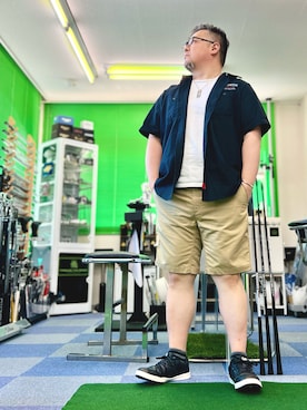 「scotty cameronのアイテム（シャツ/ブラウス、ブラック系）」を使った、101mmgさん（メンズ・175cm）の夏コーディネート