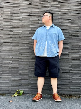 「アイテム（モカシン/デッキシューズ）」を使った、101mmgさん（メンズ・175cm）の夏コーディネート