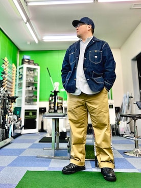 「アイテム（カバーオール）」を使った、101mmgさん（メンズ・175cm）の秋コーディネート