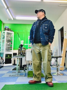 「アイテム（カバーオール）」を使った、101mmgさん（メンズ・175cm）の秋コーディネート