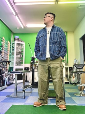「アイテム（カバーオール）」を使った、101mmgさん（メンズ・175cm）の秋コーディネート