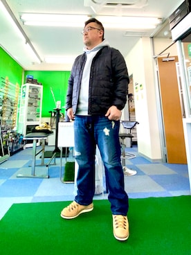 「AVIREX（アヴィレックス）のアイテム（ノーカラージャケット）」を使った、101mmgさん（メンズ・175cm）の春コーディネート
