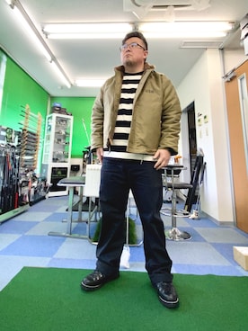 「AVIREX（アヴィレックス）のアイテム（パンツ）」を使った、101mmgさん（メンズ・175cm）の冬コーディネート