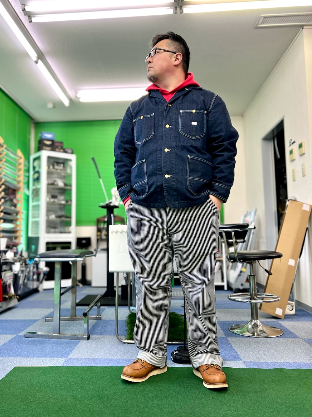 comoli ヒッコリー カバーオール 2 ストライプ シャツ ジャケット 楽天