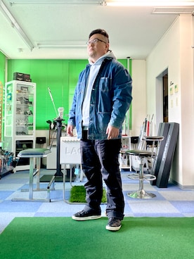 「アイテム（カバーオール）」を使った、101mmgさん（メンズ・175cm）の冬コーディネート