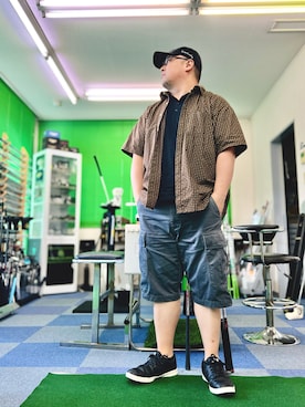 「アイテム（キャップ）」を使った、101mmgさん（メンズ・175cm）の秋コーディネート