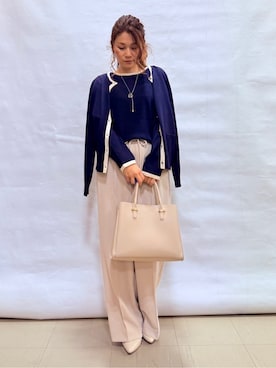 「SHOO・LA・RUE（シューラルー）の【セレモニー】5cmヒールパンプス（パンプス、ホワイト系）」を使った、fuuさん（レディース・156cm）の春コーディネート