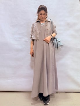 「SHOO・LA・RUE（シューラルー）のヒールアップスニーカー（スニーカー、ブラック系）」を使った、fuuさん（レディース・156cm）の春コーディネート