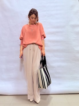 「SHOO・LA・RUE（シューラルー）の【セレモニー】5cmヒールパンプス（パンプス、ホワイト系）」を使った、fuuさん（レディース・156cm）の春コーディネート