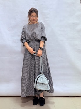 「SHOO・LA・RUE（シューラルー）の【洗える】ニットローファー（その他シューズ、ブラック系）」を使った、fuuさん（レディース・156cm）の春コーディネート