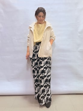 「SHOO・LA・RUE（シューラルー）の【防花粉/高レビュー】きれいもかっこいいも叶える 欲張りマウンテンパーカ（ブルゾン、ホワイト系）」を使った、fuuさん（レディース・156cm）の春コーディネート