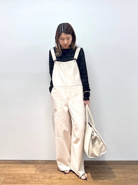 「アイテム（オールインワン・サロペット、ホワイト系）」を使った、しまさん（レディース・163cm）の夏コーディネート