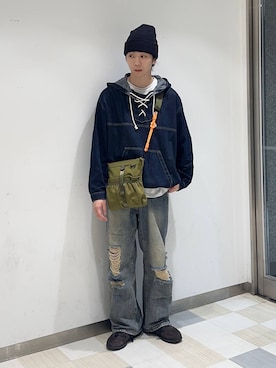 「niko and...（ニコアンド）のアイテム（ニットキャップ/ビーニー）」を使った、大空さん（メンズ・176cm）の秋コーディネート